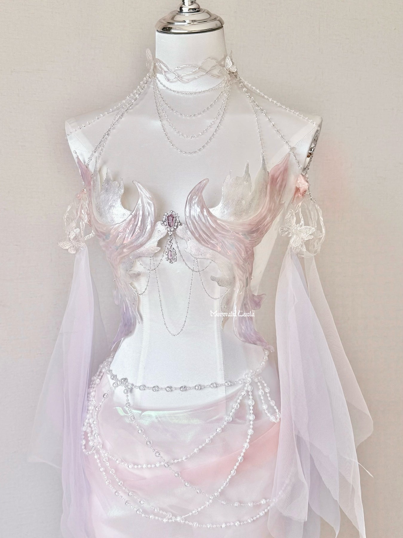 Celestial Grace Resin Porcelain Mermaid Corset Bra Top Cosplay
