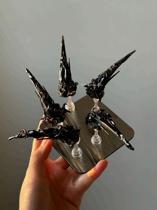 Handmade Avant - Garde Black Spiked Wearable Nails for Photo Sessions