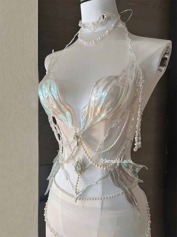 Luminous Seashell Siren Angel Resin Mermaid Corset Bra Top Cosplay Costume Patent-Protected