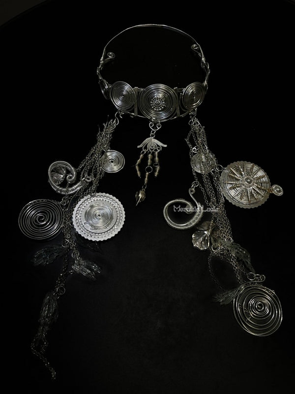Mystic Spiral Silver Headdress Exquisite Handmade Headpiece