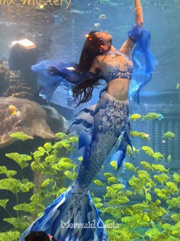Mermaid Lucia Mystic Siren Series Blue and White Porcelain Fish Tail
