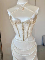 Baroque Pearl Luster Resin Mermaid Corset Bra Top Cosplay Costume Patent-Protected
