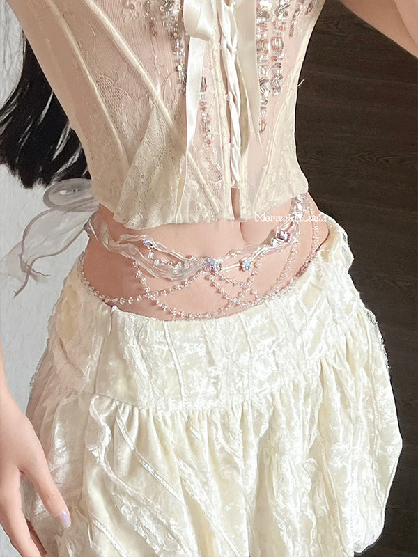 Crystal Princess Waist Chain Resin Mermaid Corset Bra Top Cosplay Costume Patent-Protected