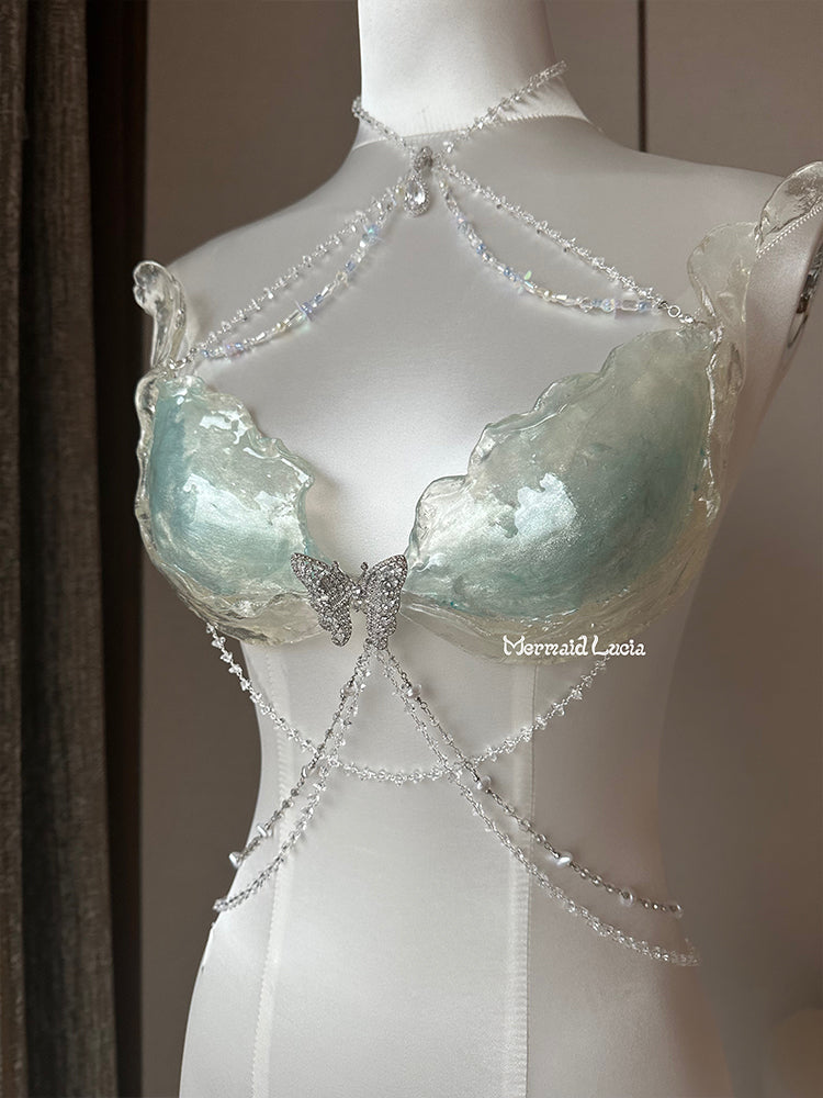 Green Forest Sprite Resin Mermaid Corset Bra Top Cosplay Costume Patent-Protected