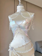 Pearlescent Jellyfish Resin Mermaid Corset Bra Top Cosplay Costume Patent-Protected