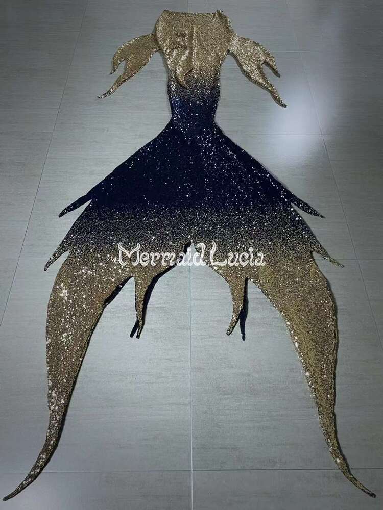 Mermaid Small Gradient Sequin Tail 4 Gradient Golden Black