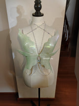 Light Green Pearl Glossy Resin Mermaid Corset Bra Top Cosplay Costume Patent-Protected