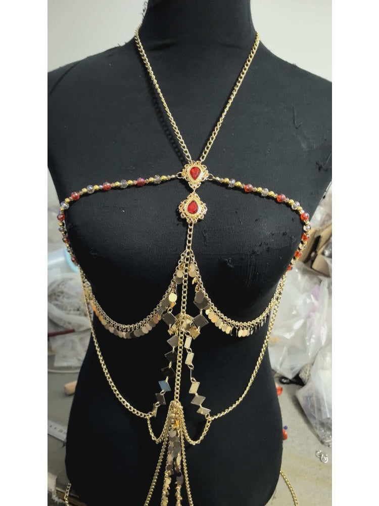 Golden Serpent harness body chain