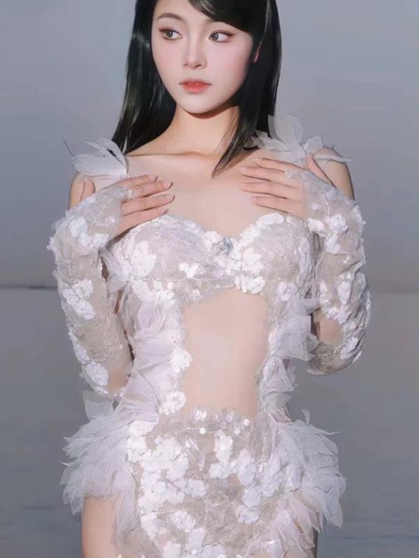 Mermaid Lucia Mystic Siren Brilliant Fish Scale Long Sleeve Jumpsuit