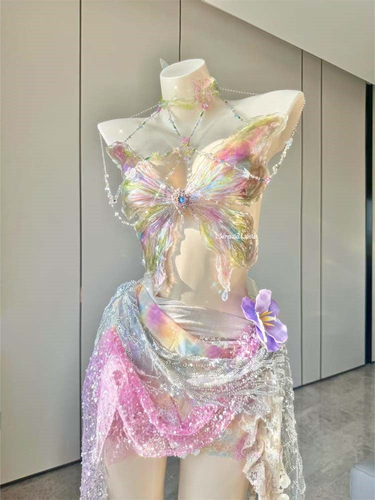 Rainbow Butterfly Ballet Fantasy Resin Mermaid Corset Bra Top Patent-Protected – Image 4