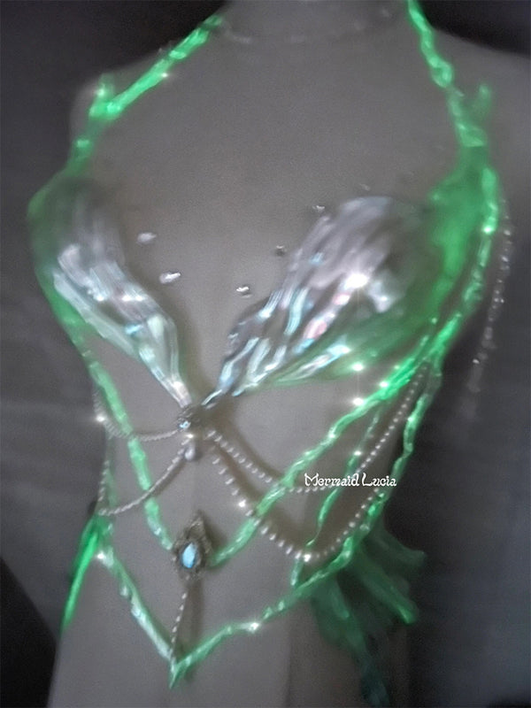 Luminous Seashell Siren Angel Resin Mermaid Corset Bra Top Cosplay Costume Patent-Protected
