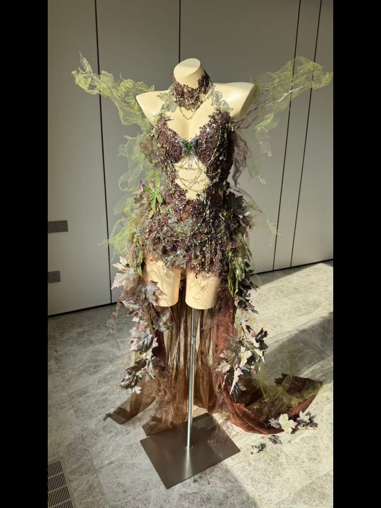 Autumn Fae Empress dress ensemble for fantasy cosplay, performances and bridal styling