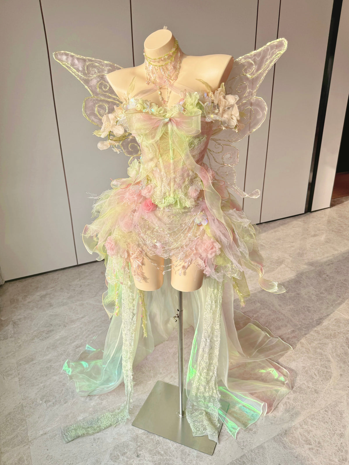 Blush Ethereal Illusion Tulle Dress Ensemble Costume Patent-Protected – Image 3