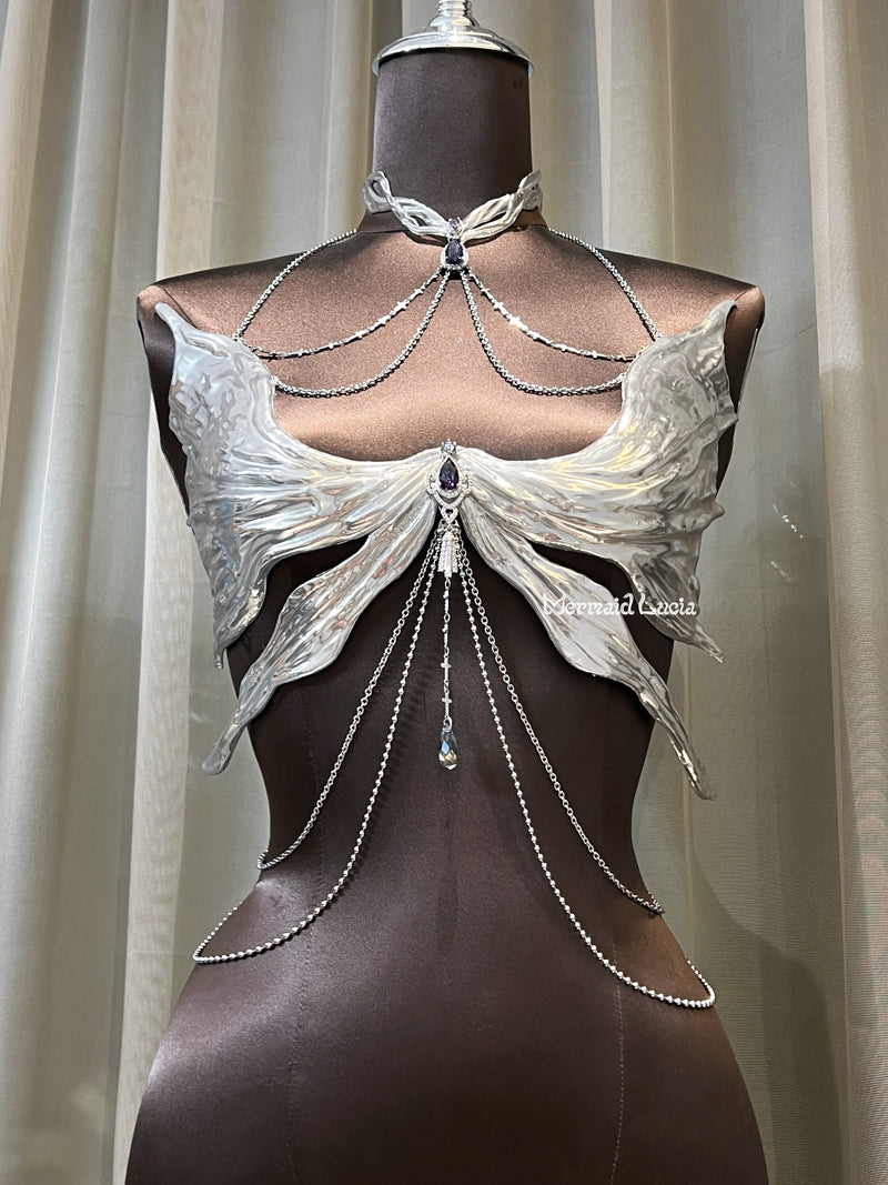 Shimmering Angel Wings Resin Mermaid Corset Bra Top Cosplay Costume Patent-Protected