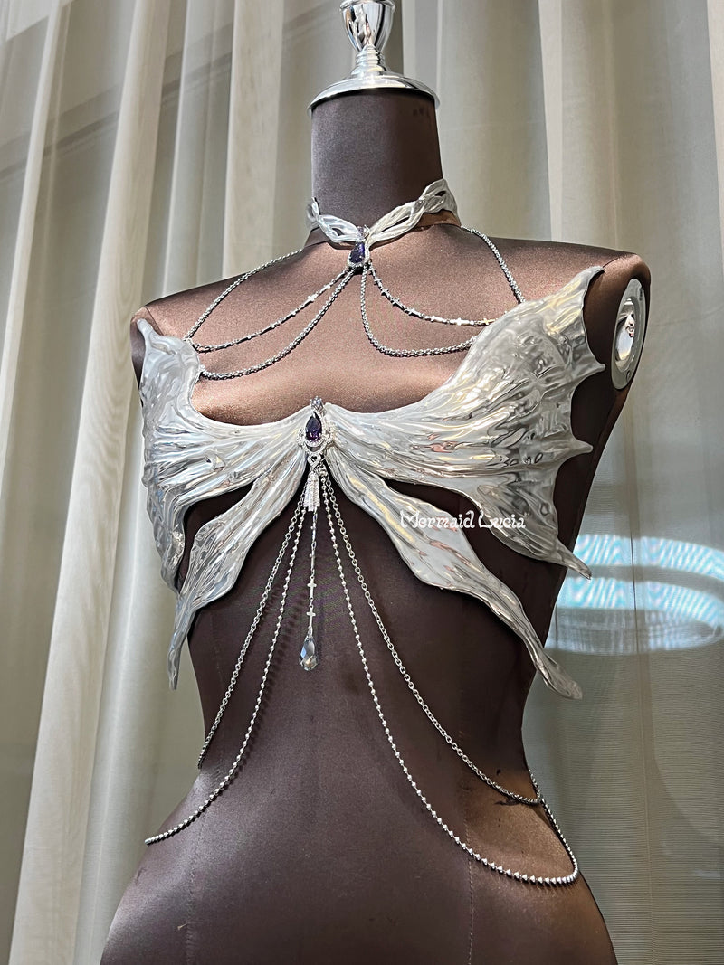 Shimmering Angel Wings Resin Mermaid Corset Bra Top Cosplay Costume Patent-Protected