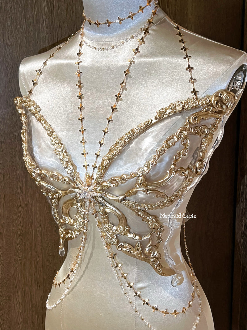 Christmas Butterfly Bliss Resin Mermaid Corset Bra Top Cosplay Costume Patent-Protected