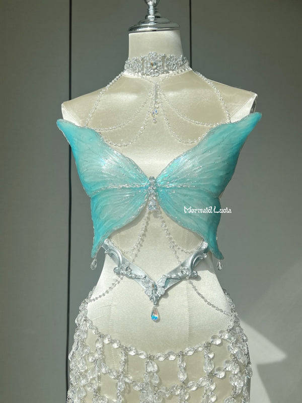 Light Blue Colors Castle Mistress Resin Mermaid Corset Bra Top Cosplay Costume Patent-Protected