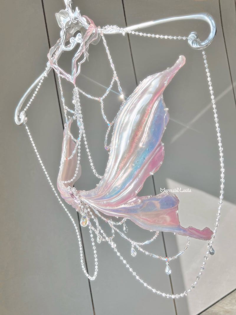 Pink Shimmering Angel Wings Resin Mermaid Corset Bra Top Cosplay Costume Patent-Protected