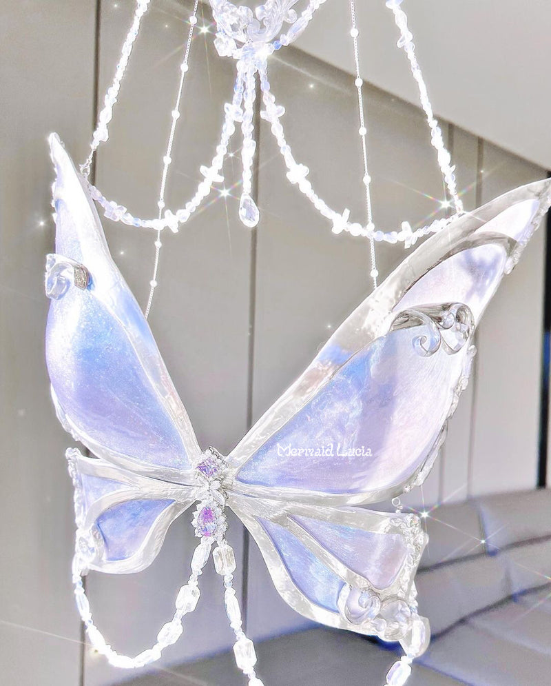 Blue Purple Midsummer Butterfly Resin Mermaid Corset Bra Top Cosplay Costume Patent-Protected