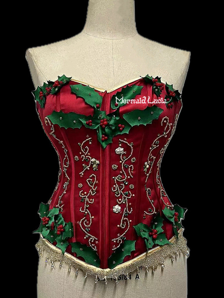 Christmas Beauty Luxurious Waist-Cinching Corset Garment Top Bodice Bustier Girdle