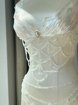 Crystal Mermaid Scales Resin Mermaid Corset Bra Top Cosplay Costume Patent-Protected