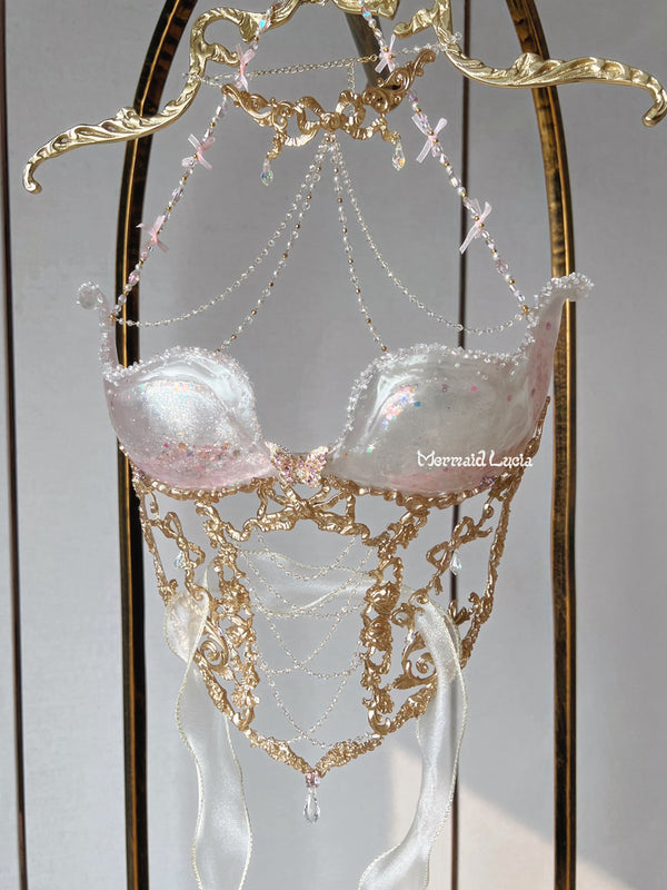 Candy Floating Glitter Princess Resin Porcelain Mermaid Corset Bra Top Cosplay Costume Patent-Protected