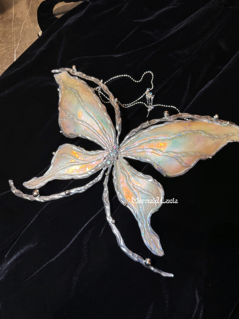 Silver Whiskered Butterfly Resin Porcelain Mermaid Corset Bra Top Cosplay Costume Patent-Protected