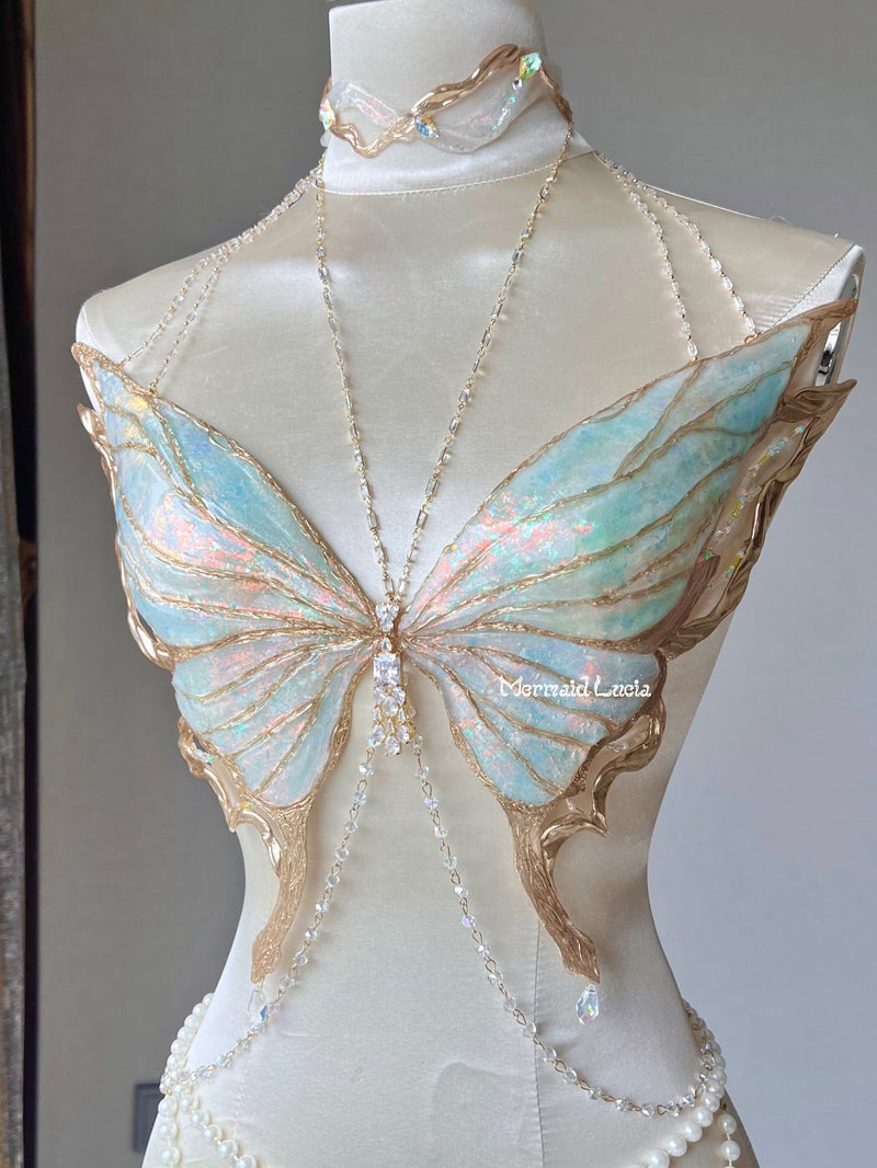 Colias Butterfly Resin Porcelain Mermaid Corset Bra Top Cosplay Costume Patent-Protected