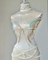 Colias Butterfly Resin Porcelain Mermaid Corset Bra Top Cosplay Costume Patent-Protected