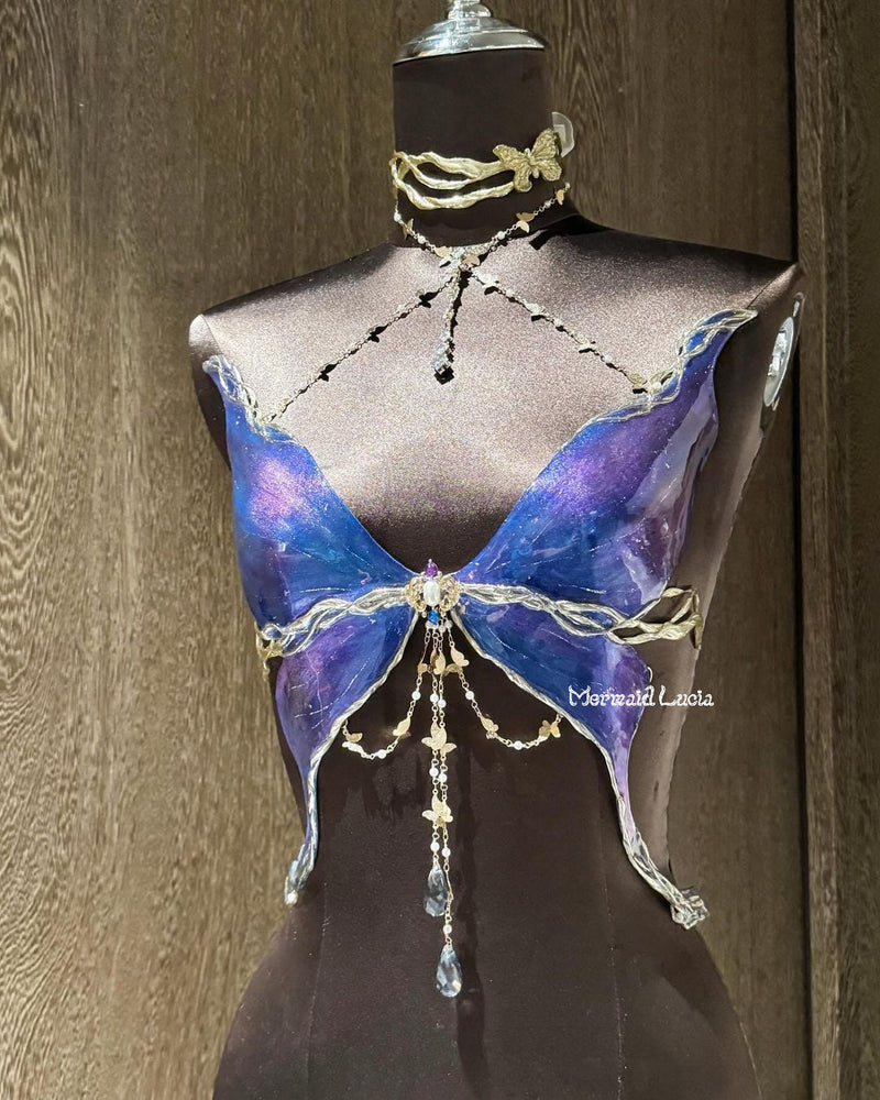 Pipevine Swallowtail Butterfly Resin Porcelain Mermaid Corset Bra Top Cosplay Costume Patent-Protected