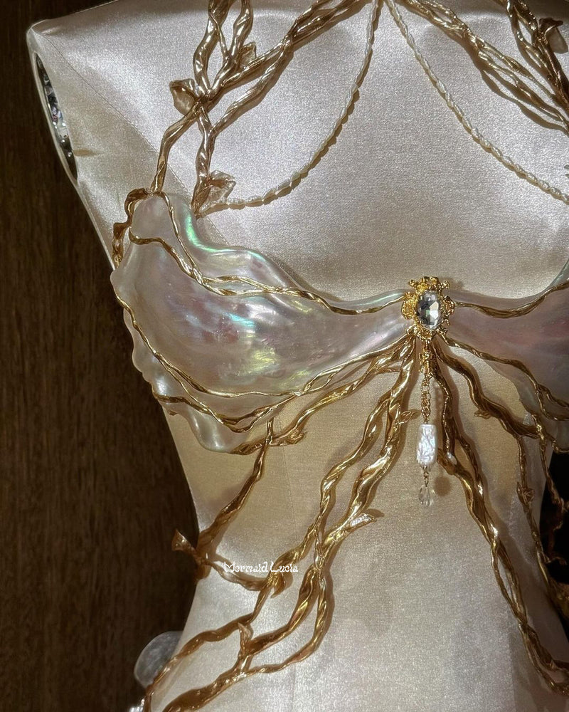 Forest Fairy Resin Porcelain Mermaid Corset Bra Top Cosplay Costume Pa