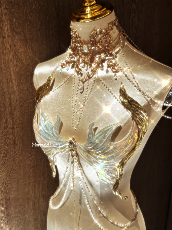 Heavenly Wings Resin Porcelain Mermaid Corset Bra Top Cosplay Costume Patent-Protected