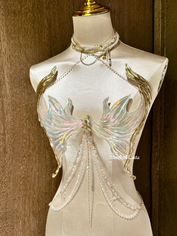 Heavenly Wings Resin Porcelain Mermaid Corset Bra Top Cosplay Costume Patent-Protected