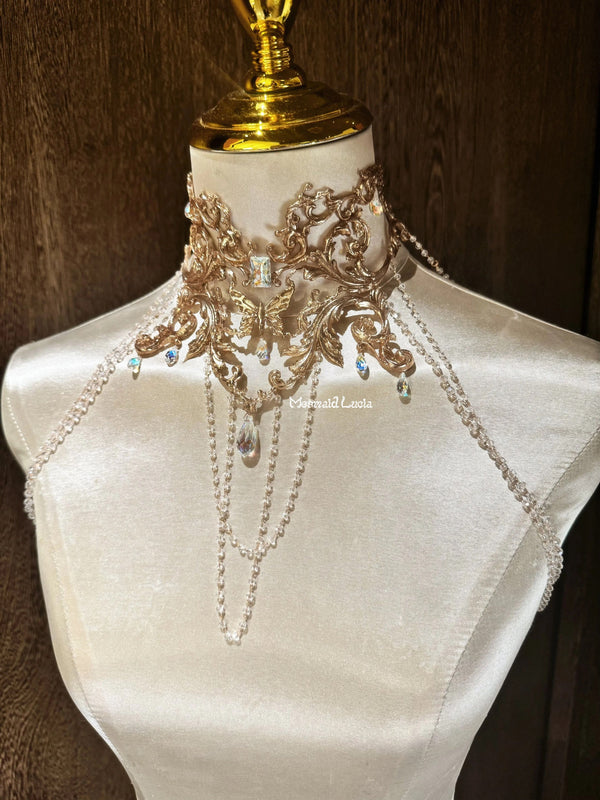 Crystal Shoulder Choker Resin Porcelain Mermaid Corset Bra Top Cosplay Costume Patent-Protected