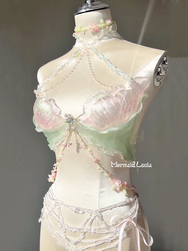 Water Lotus Resin Mermaid Corset Bra Top Cosplay Costume Patent-Protected