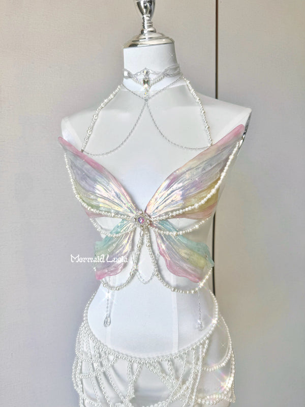 Rainbow Iris Resin Porcelain Mermaid Corset Bra Top Cosplay Costume Patent-Protected