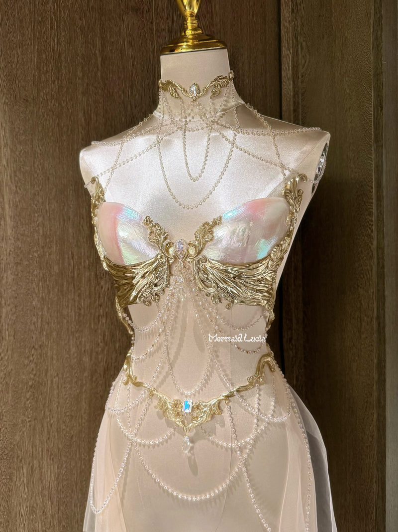 Glistening Seashell Princess Resin Mermaid Corset Bra Top Cosplay Costume  Patent-protected 