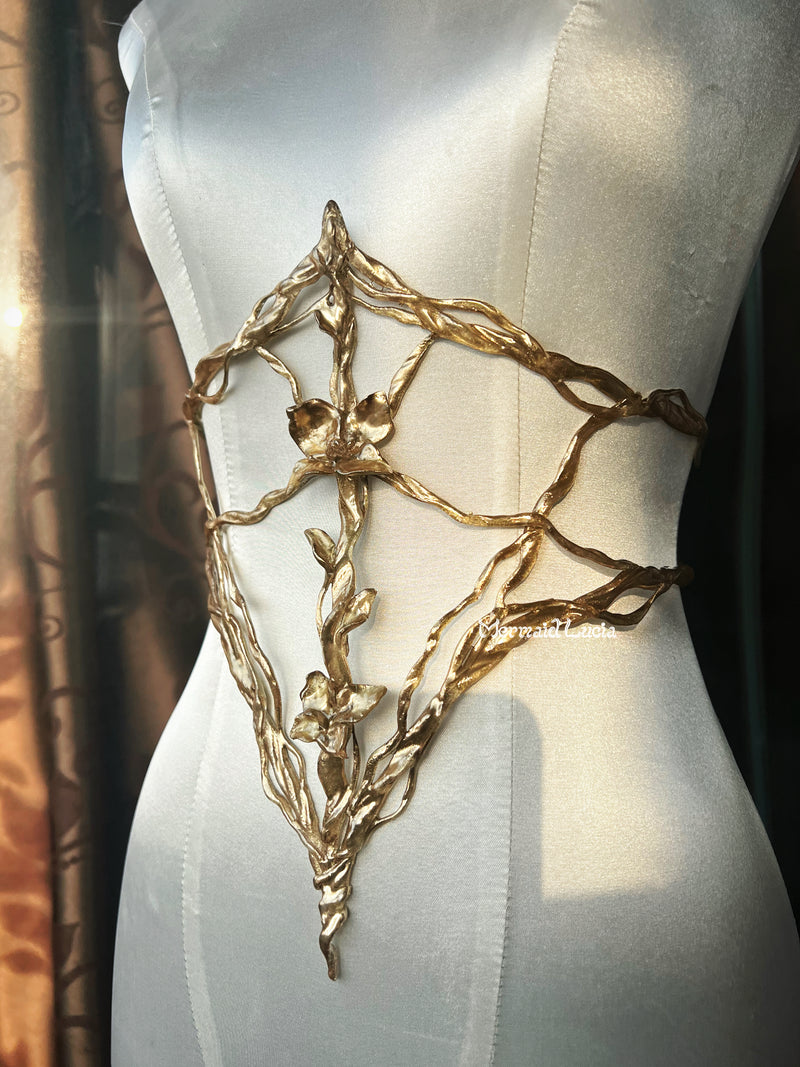 Golden Vines Resin Wasit Chain Corset Belt Top Cosplay Costume Patent-Protected