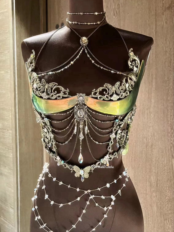 Forest Fairy Resin Mermaid Corset Bra Top Cosplay Costume Patent-Protected