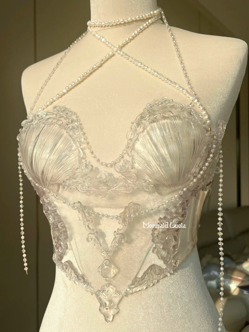 Transparent Shell Girl Resin Mermaid Corset Bra Top Cosplay Costume Patent-Protected