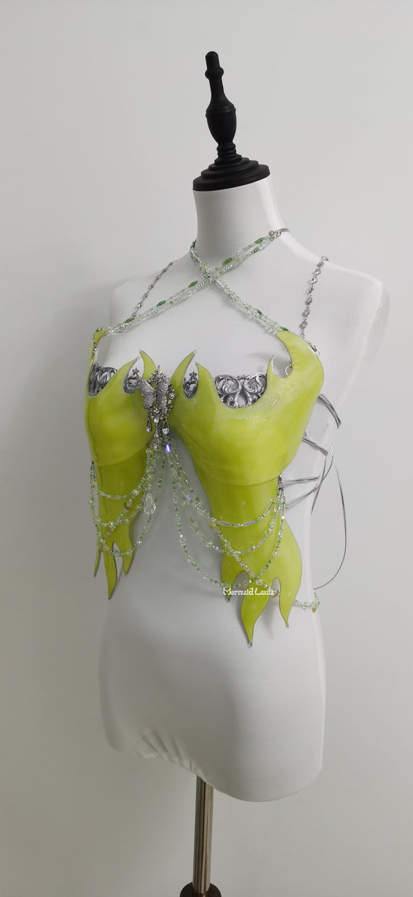 Light Green Siren Tears Resin Mermaid Corset Bra Top Cosplay Costume Patent-Protected