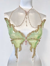 Light Green Luna Moth Resin Mermaid Corset Bra Top Cosplay Costume Patent-Protected