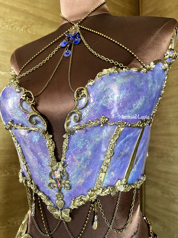 Lavender Whispers Resin Porcelain Mermaid Corset Bra Top Cosplay Costume Patent-Protected