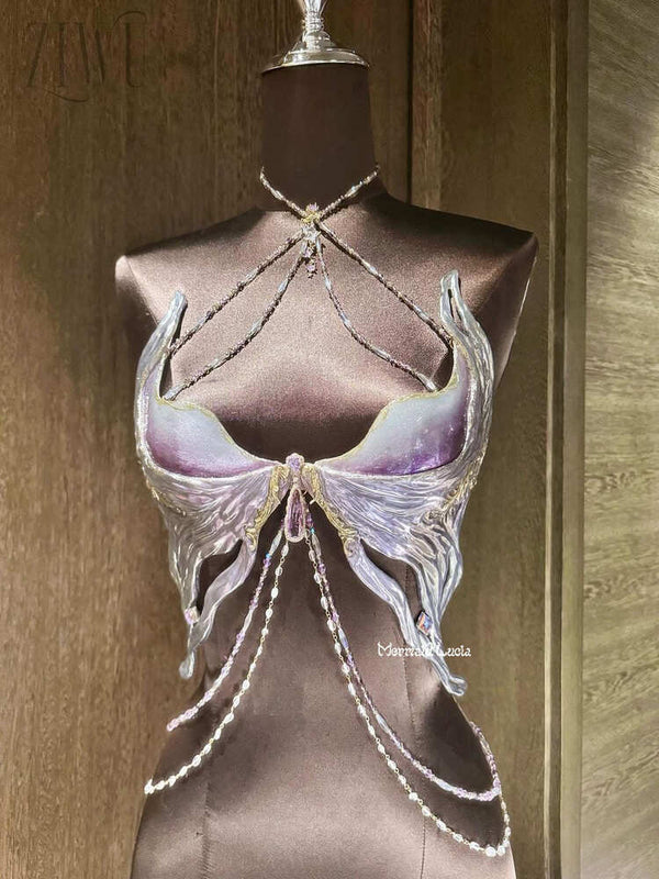 Purple Freyja Resin Mermaid Corset Bra Top Cosplay Costume Patent-Protected
