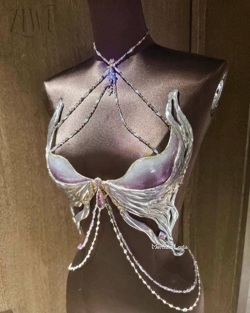 Purple Freyja Resin Mermaid Corset Bra Top Cosplay Costume Patent-Protected