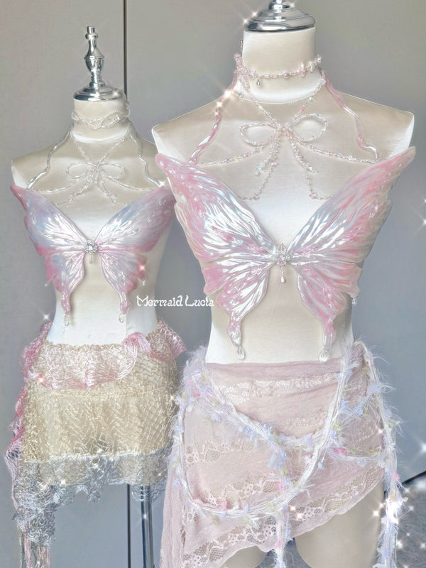 Royal Gem Butterfly Resin Porcelain Mermaid Corset Bra Top Cosplay Costume Patent-Protected