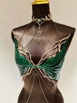 Green Elf Resin Porcelain Mermaid Corset Bra Top Cosplay Costume Patent-Protected