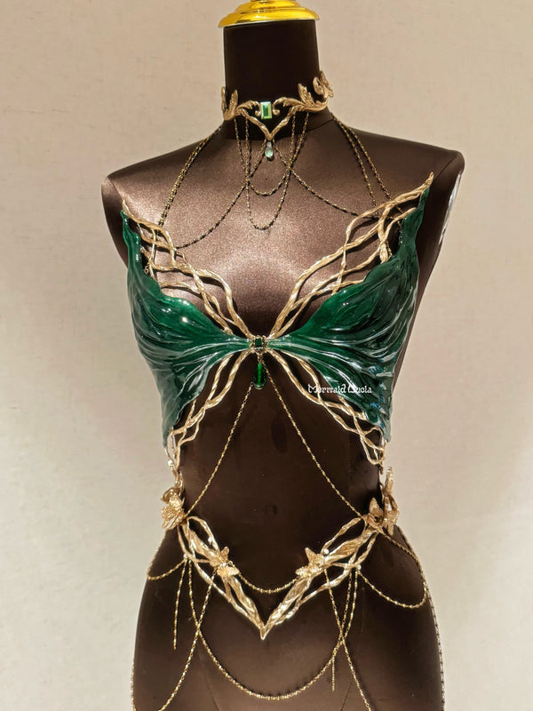 Green Elf Resin Porcelain Mermaid Corset Bra Top Cosplay Costume Patent-Protected
