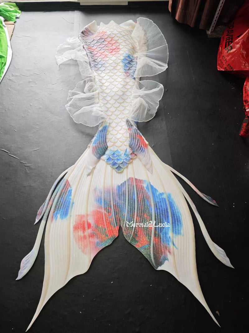 64 Ocean Dreams Series Ultralight Silicone Mermaid Merman Tail White Pattern