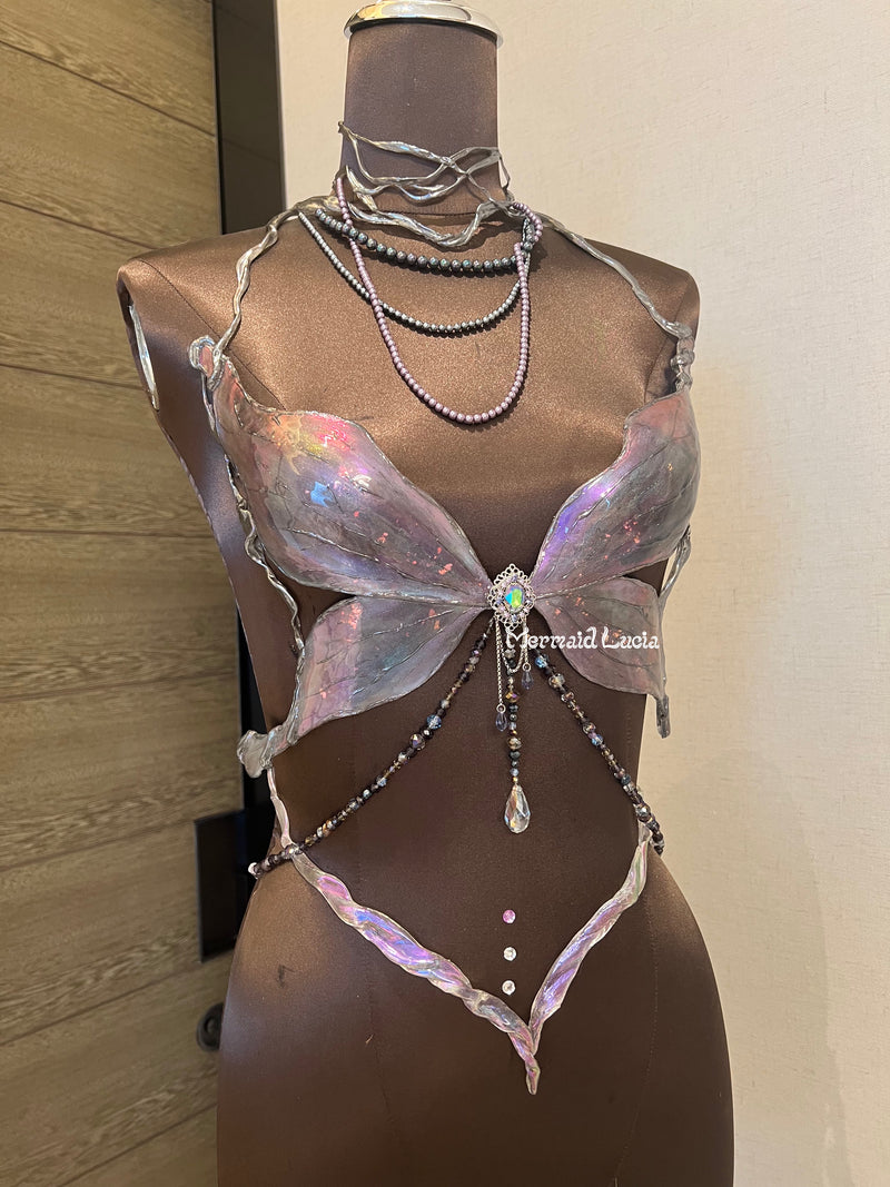 Midsummer Night Illusion Butterfly Resin Mermaid Corset Bra Top Cosplay Costume Patent-Protected